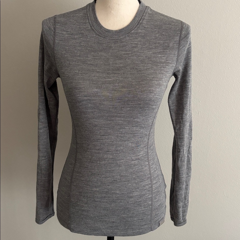 Meriwool Heather Gray Merino 250 Base Layer Long Sleeve Top, XS